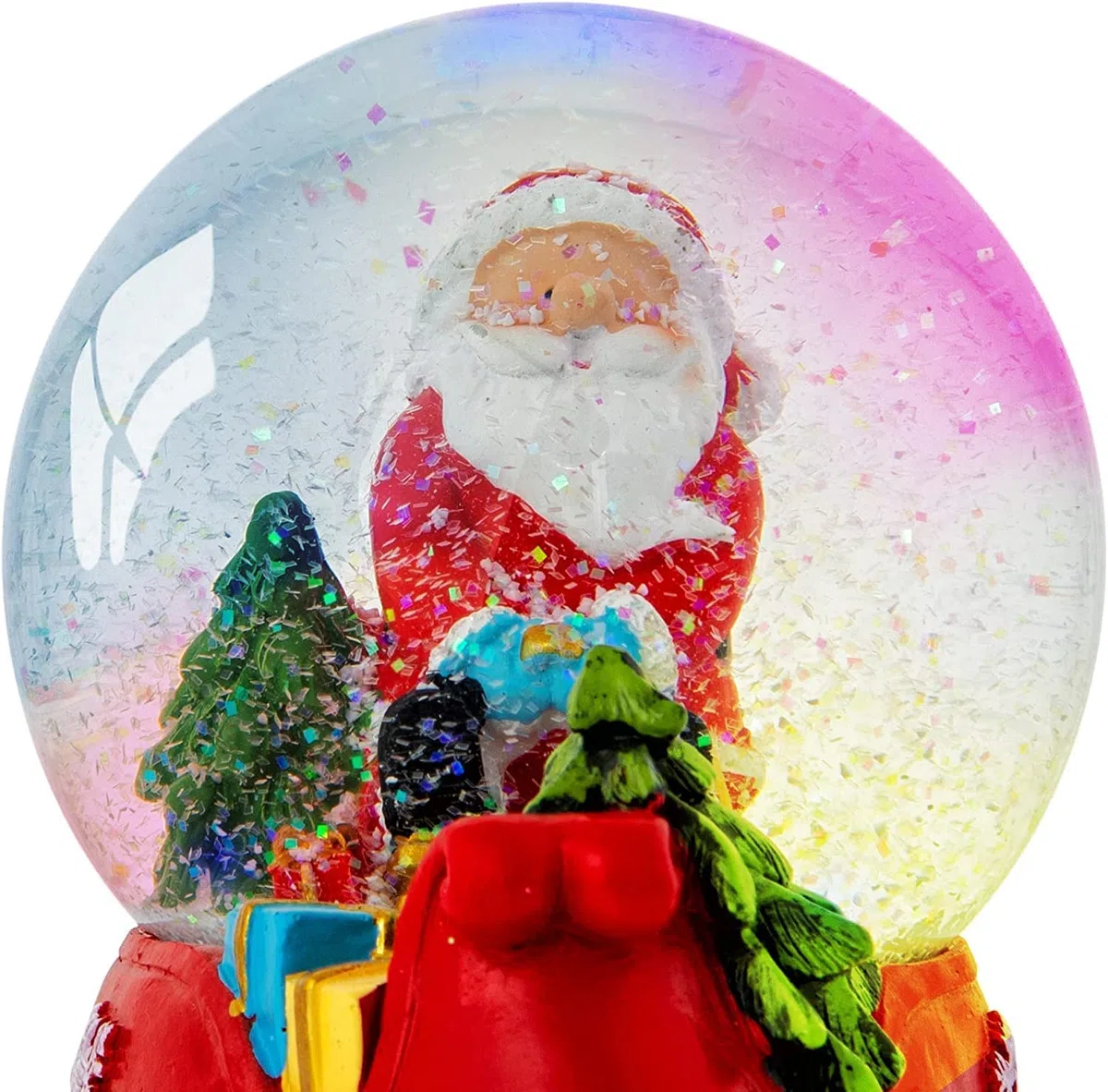 Celebright Christmas Musical Snow Globe - Riproduce 8 canzoni tra cui Jingle Bells & Lights Up With Changing LED Colours - Large 14cm (Babbo Natale su una base di slitta)