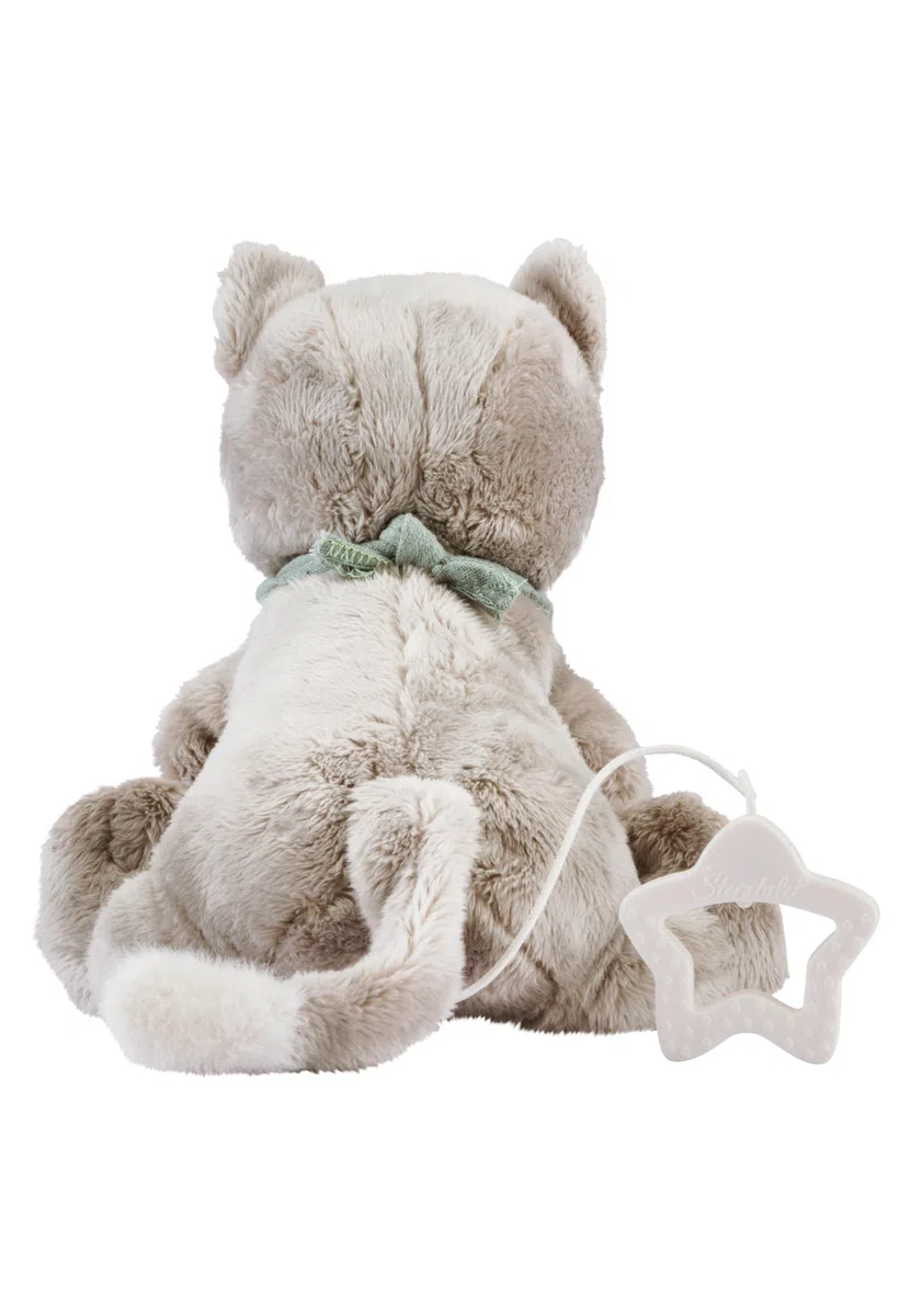 Sterntaler Carillon M Gatto Lilly – Carillon in peluche lavabile con carillon rimovibile Brahms ninna ninna nanna – aiuta ad addormentarsi, calmante a casa e in viaggio, grigio