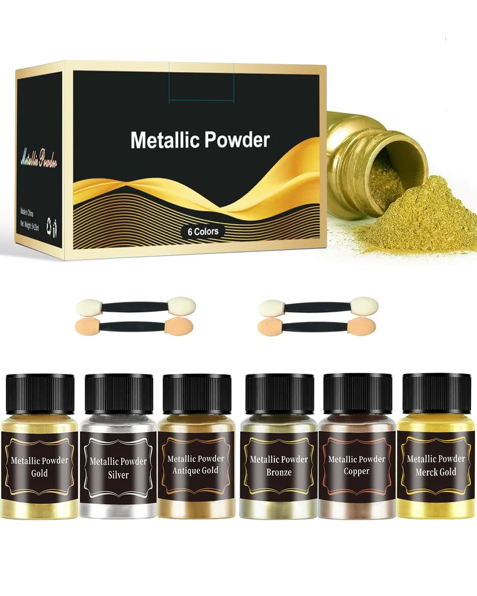 Pigmenti Metallici in Polvere per Resina Epossidica – Set da 6 Barattoli da 20 ml, Mica Metallizzata per Pittura, Nail Art, Argilla Polimerica e Hobby Creativi