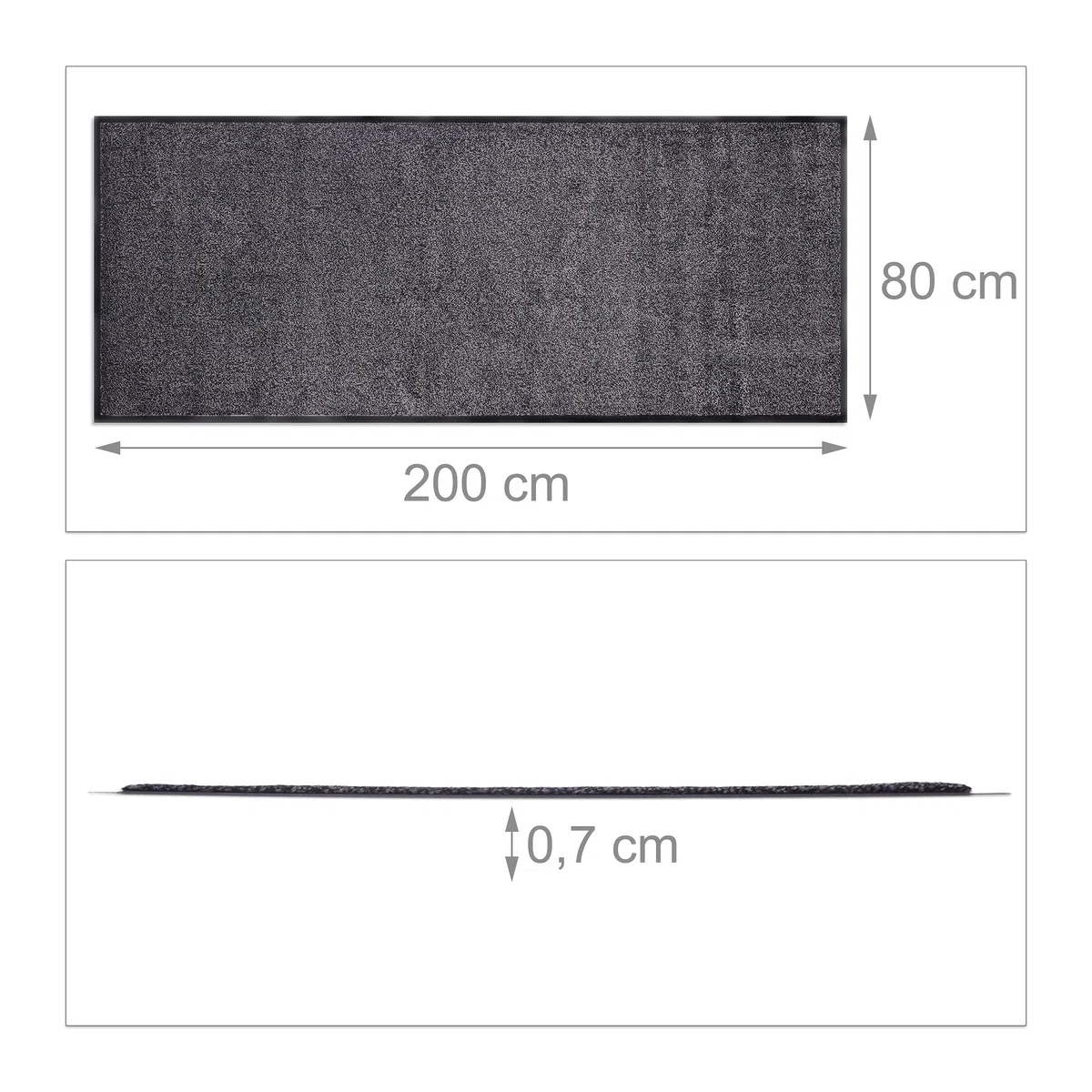 Relaxdays 10021902_761 Zerbino Asciugapassi, Tappeto da Ingresso, per Interni, Grande, Sottile, Nero-Grigio, 80x200 cm