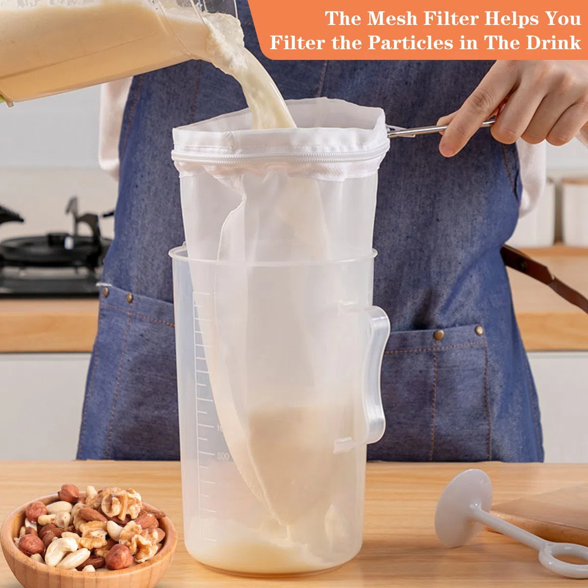 2 Pezzi Setaccio Filtro Alimentare, 14/20 cm Filtro per Alimenti, Riutilizzabile Sacchetto per Latte di Noce, Filtro Liquori per il filtraggio di succhi, latte, caffè, Vino Rosso, tè