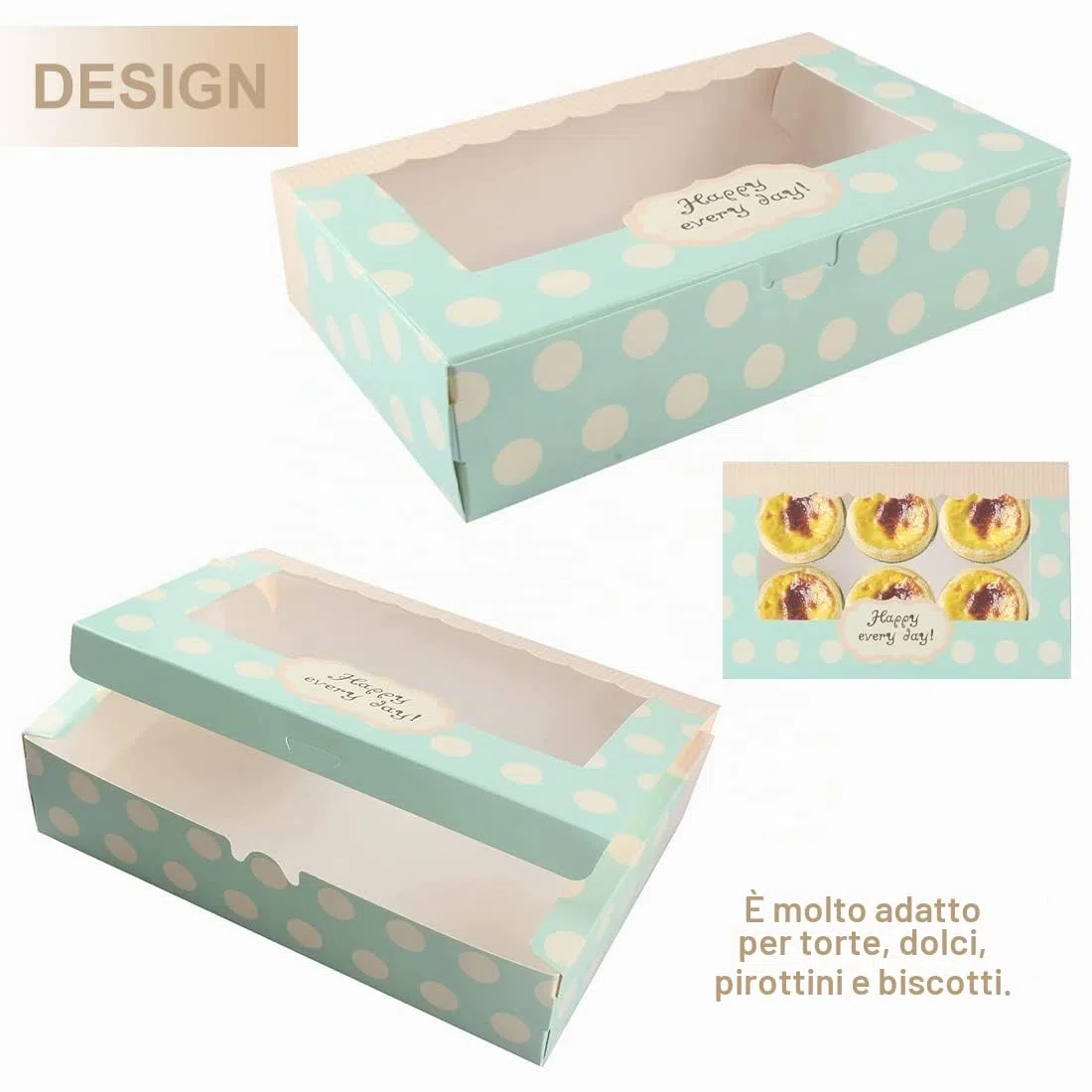Lvcky - Set di confezioni regalo in carta per 12 pirottini, imballaggi per dolcetti, biscotti e pasticcini, lunghezza 20,3 cm