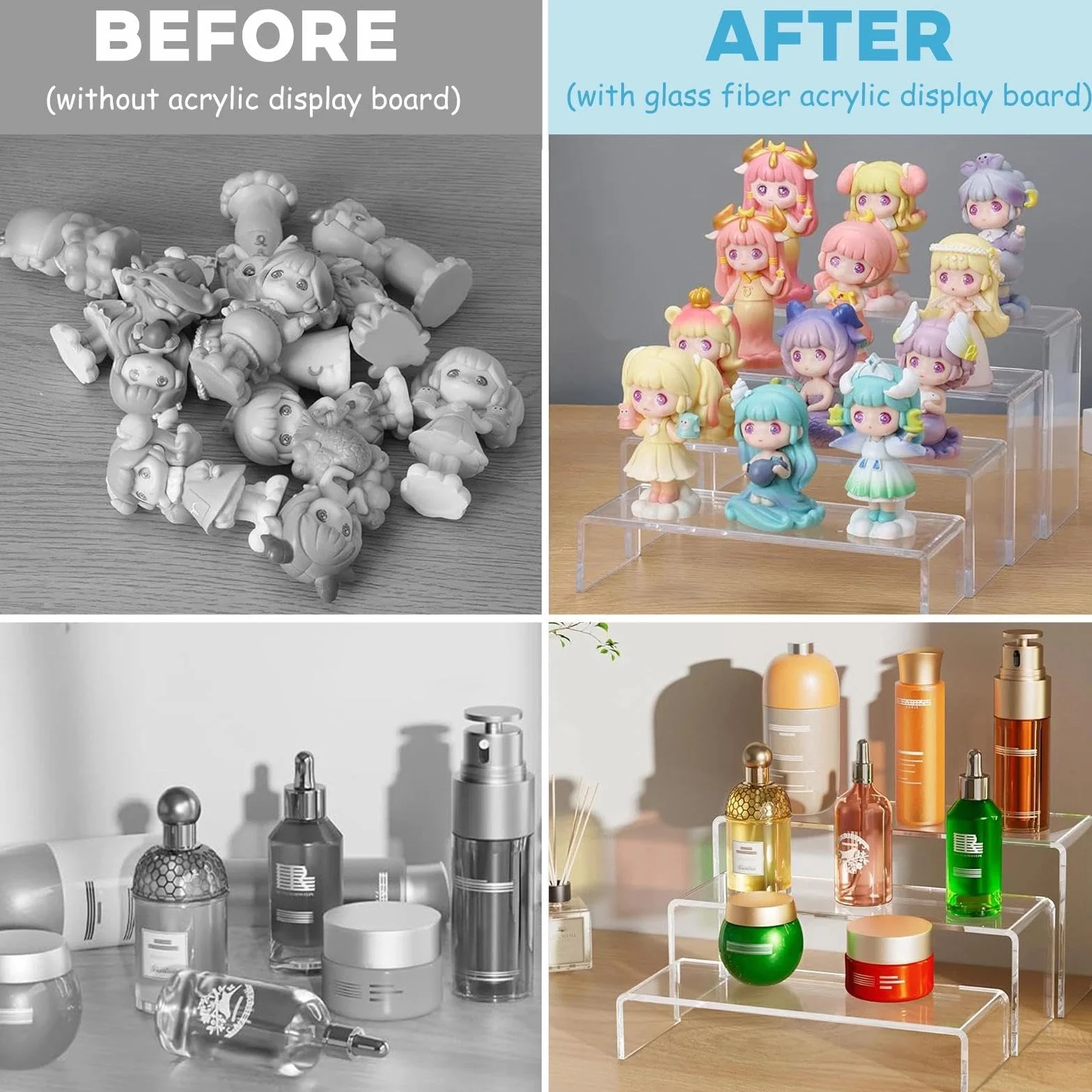 5 Pezzi Espositore Profumi Alzate per Allestimenti in Acrilico Trasparente Espositore Acrilico per Cupcakes, Profumi, Oggetti da Collezione, Cosmetici, Gioielli e Esposizione Artigianale