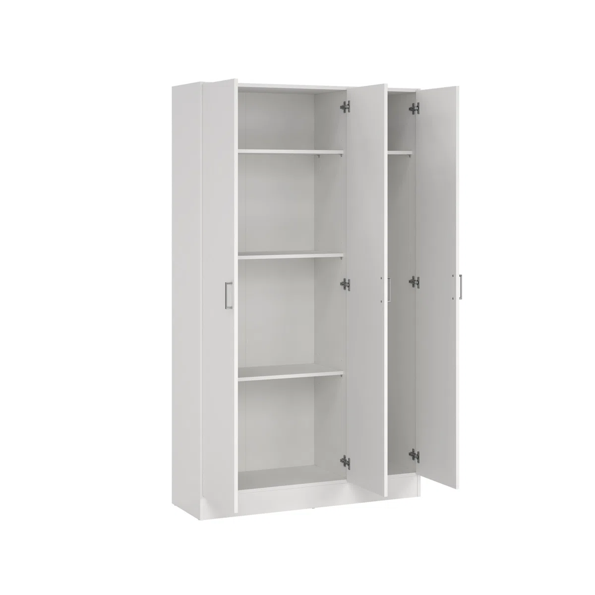 Dmora - Armadio multiuso grande Beaumont, Guardaroba ausiliario a 3 ante, Scarpiera con ripiani, Mobile porta scope, 109x37h180 cm, Bianco