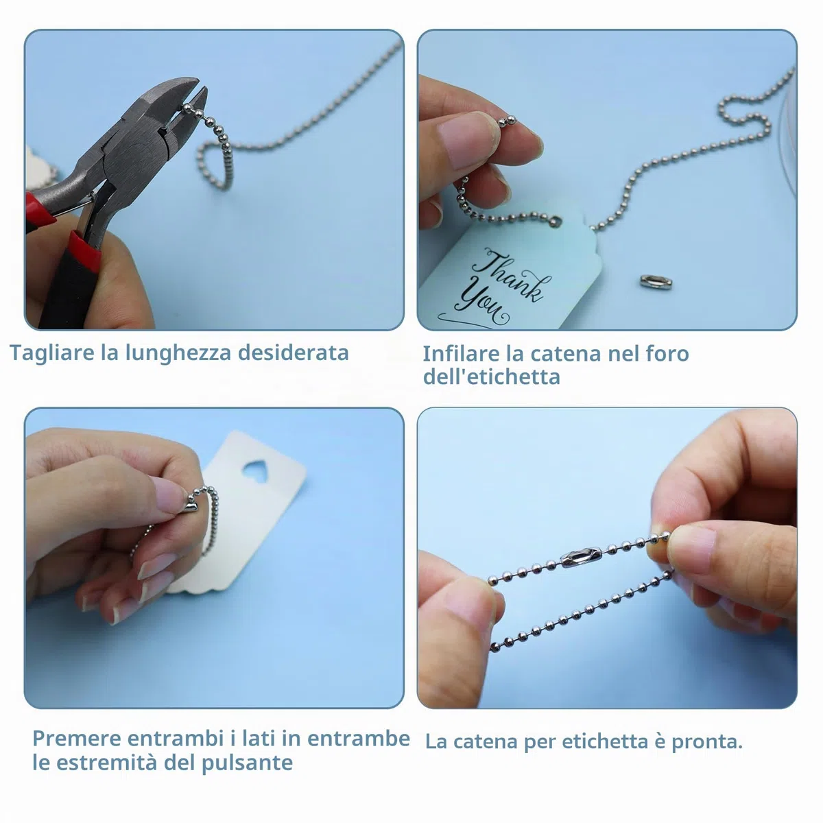 10m Catena a Palline in Acciaio Inossidabile 2,4 mm con 50 Connettori Corrispondenti Catena a Sfera per Creare Portachiavi Collane e Braccialetti Personalizzati e Decorazioni Natalizie