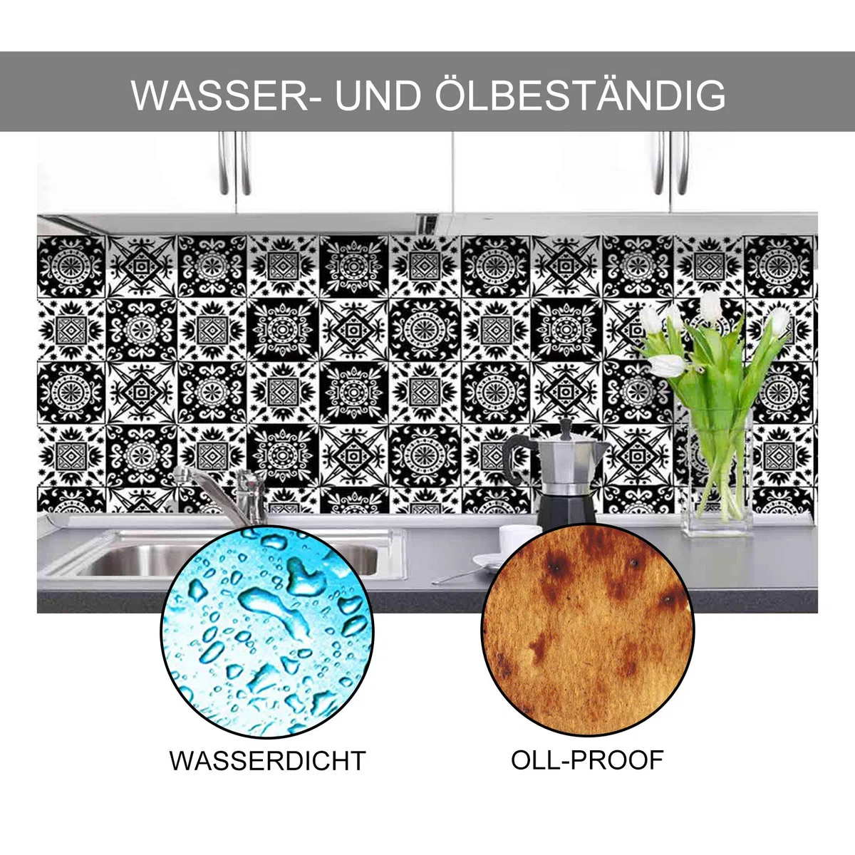 Andiker 20 Pezzi Adesivi per Piastrelle 15cm x 15cm, Impermeabile Rivestimento per Piastrelle PVC Miste per Cucina, Soggiorno, Piastrelle da Muro Adesive, Decorazione Autoadesiva Bagno (20)