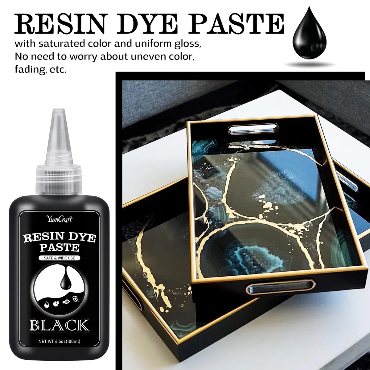 Pasta Pigmento Resina Epossidica Nera - 128g Coloranti per Resina UV, Gioielli, Piani dei Tavoli - Epoxy Resin Pigmento per Pittura, Sottobicchieri