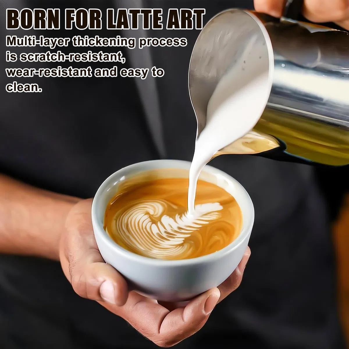 Bricco per latte in acciaio inox, 350 e 600 ml, per cappuccino, espresso e barista
