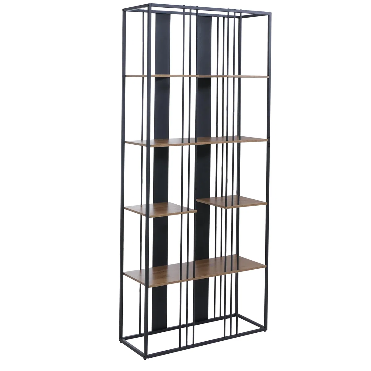 Scaffale HWC-P12, libreria alta, metallo industriale melaminico certificato MVG 180x80x31cm - nero, marrone