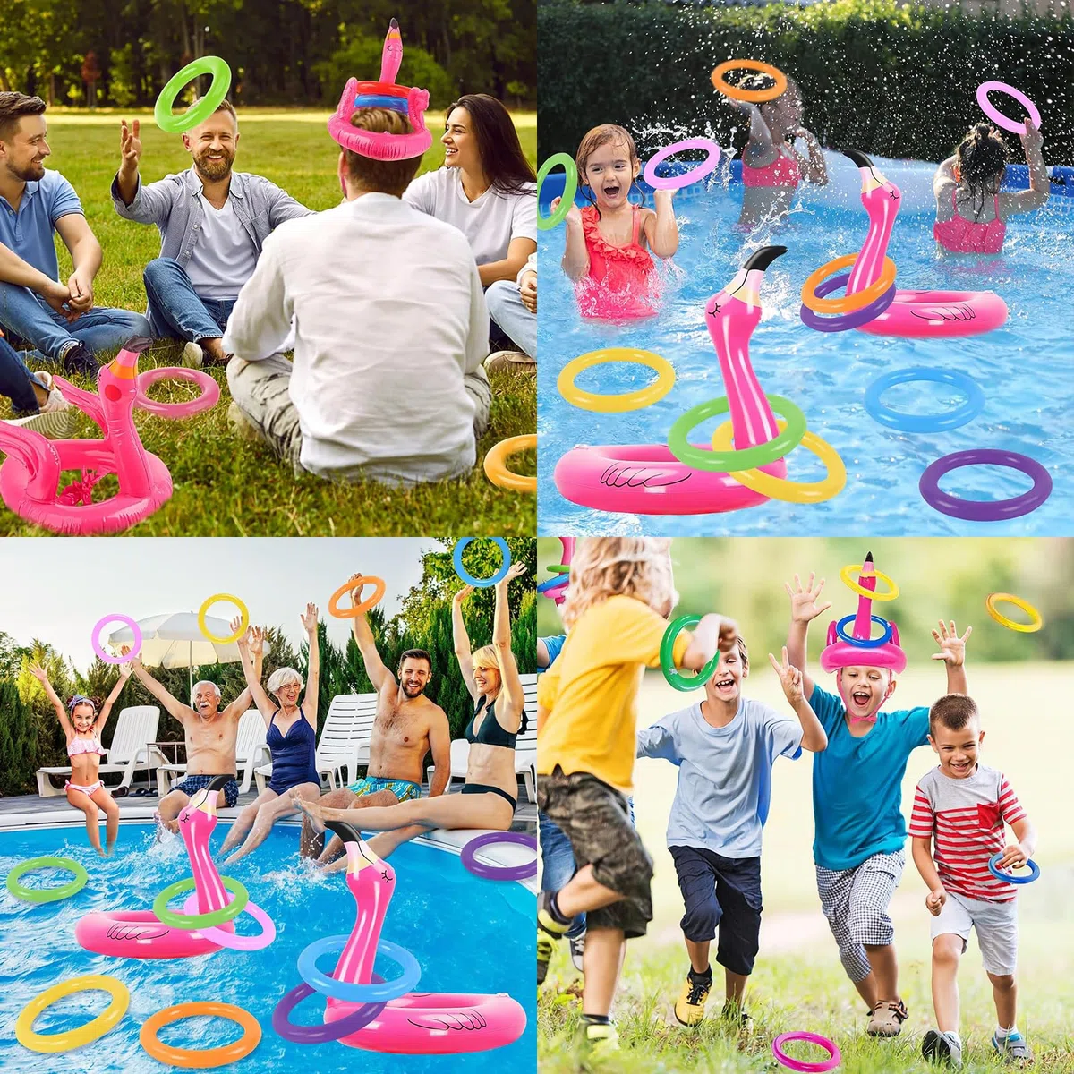 Gioco di lancio gonfiabile con anelli – Gioco di lancio ad anelli per bambini e adulti, anelli gonfiabili, giocattolo per feste estive, gioco hawaiano, gioco di lancio all'aperto per giardino e