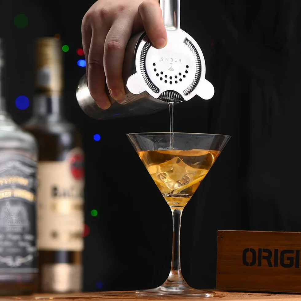 Etens Colino da cocktail per bevande, colini da bar per barista, colino Martini per shaker Boston e bicchiere da miscelazione, colino da barista Hawthorne