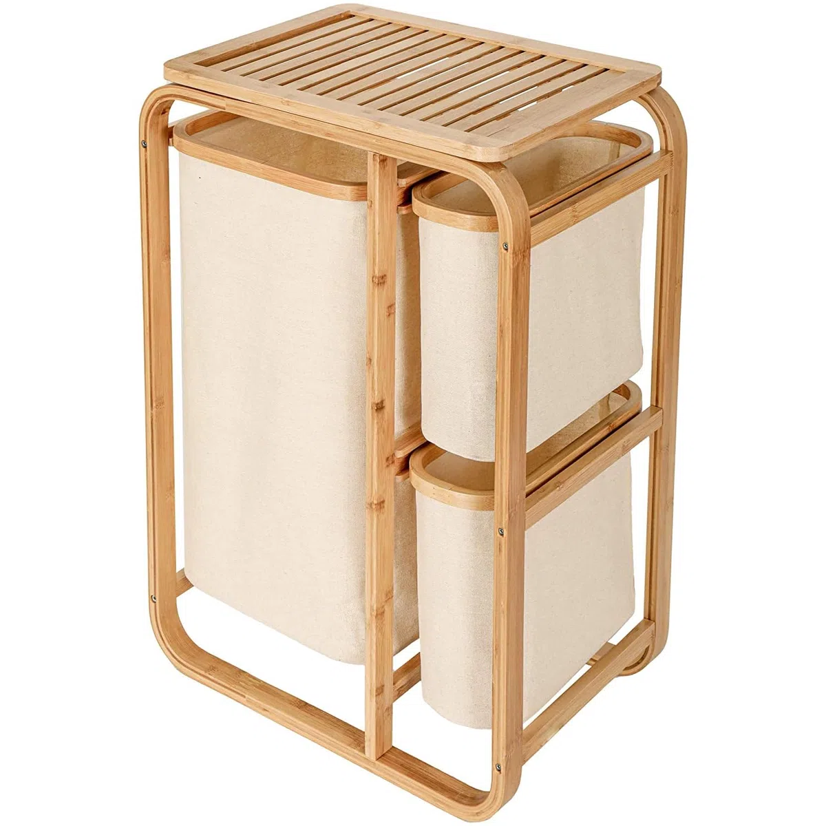 Cesto portabiancheria in bambù ripiano per il bagno portabiancheria in bambù sacchetto per il bucato ripiano per il bagno selezionatore di biancheria XL 49x33x70 cm Beige