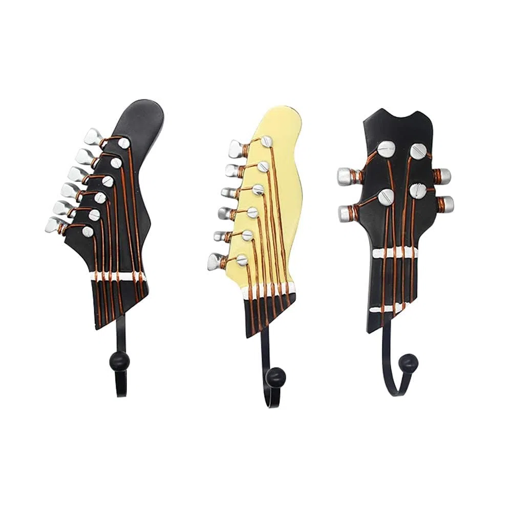 Attaccapanni Muro Set di 3 Creative Ganci Appendiabiti Vintage Gancio muro Portachiavi Chitarra Strumenti Roccia