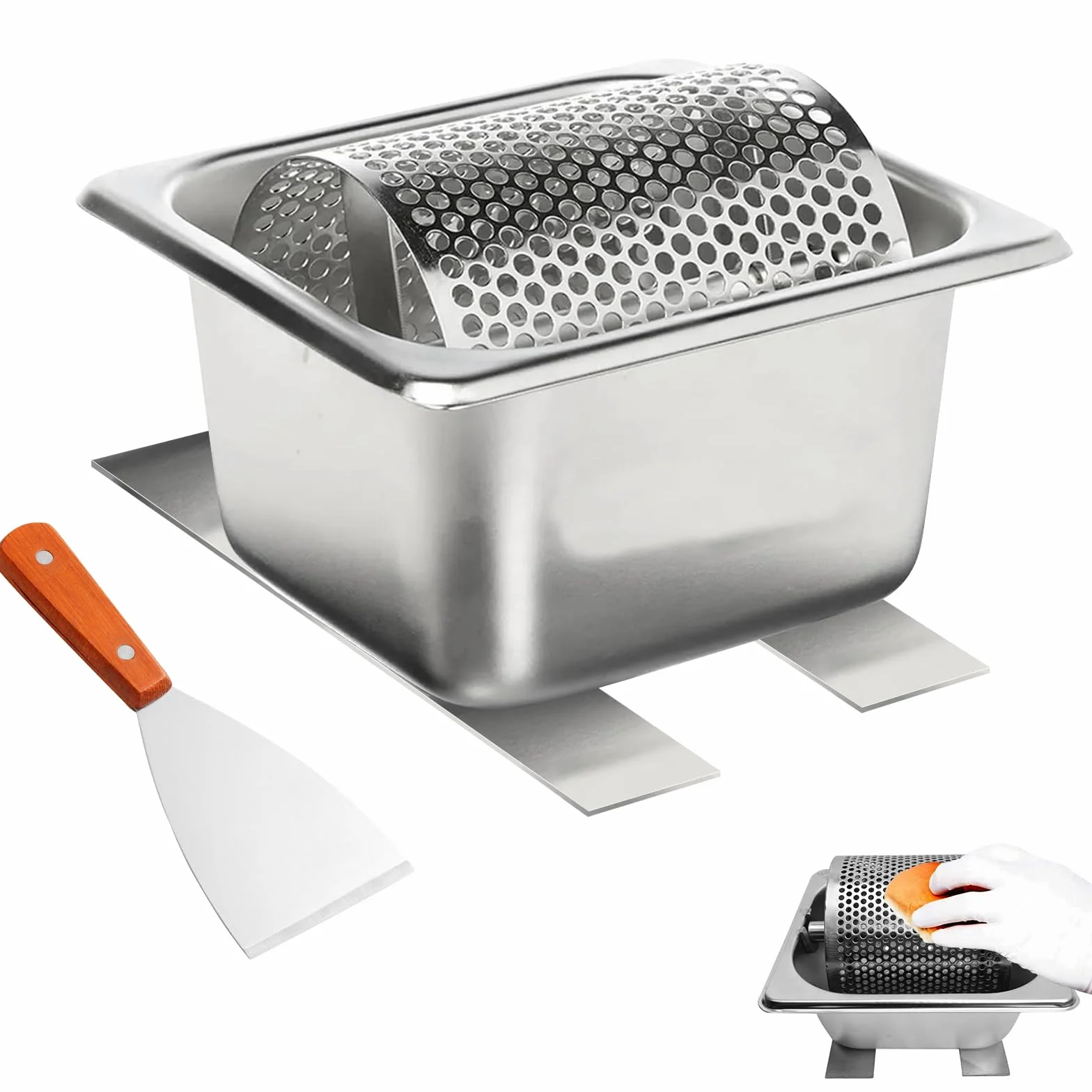 JAOGAUS Rullo per burro in acciaio inox, 1,8 l, resistente distributore, strumento con supporto, efficiente, riutilizzabile, gadget per cucina