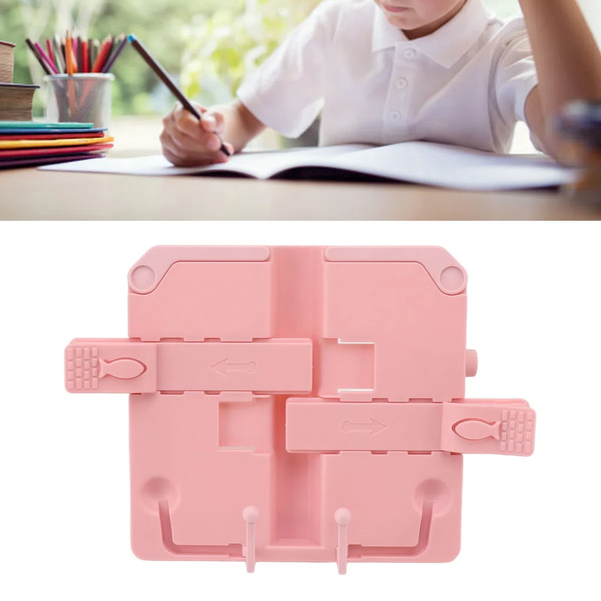 Supporto Per Libri da Scrivania, Supporto Per Lettura Leggio Pieghevole Portatile Robusto con Bordi Arrotondati Supporto Per Supporto Per Libri Resistente ai Graffi Per Biblioteca Scolastica(Rosa)