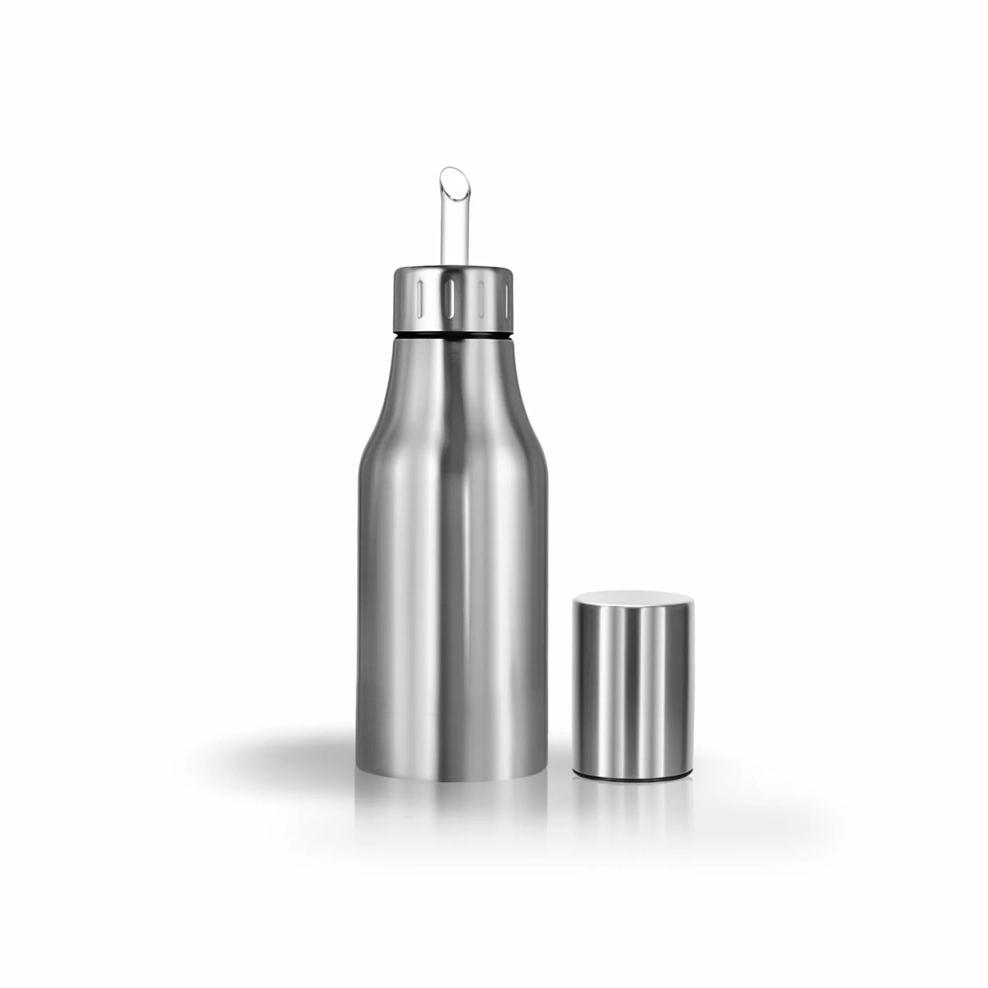 Dispenser di olio bottiglia in acciaio inox con beccuccio senza gocciolamento per cucina e barbecue, 500 ml