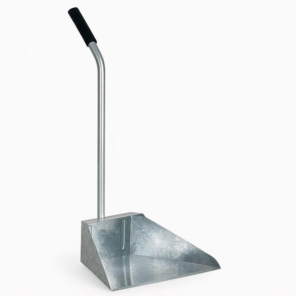 Paletta alza immondizia in acciaio zincato con manico lungo e impugnatura in plastica – 34x25x76 cm