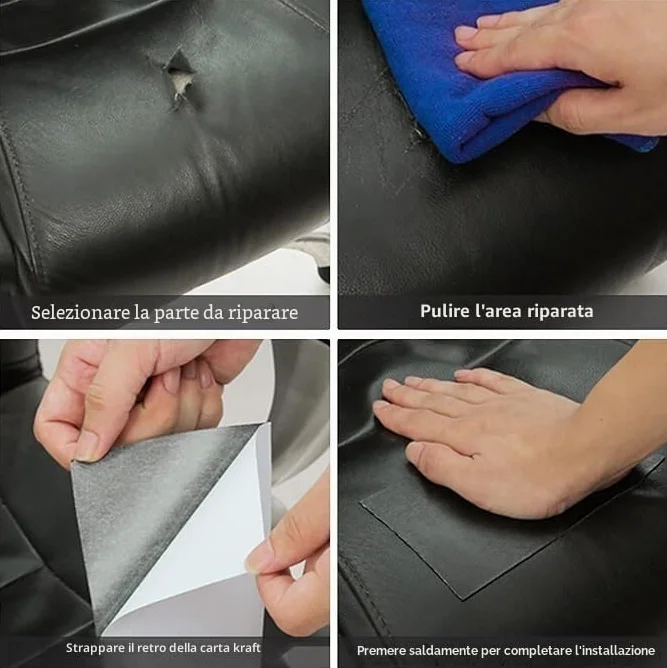 LEATHERPATCH Pelle Adesiva per Riparazioni per Divani 300x40 cm Nero