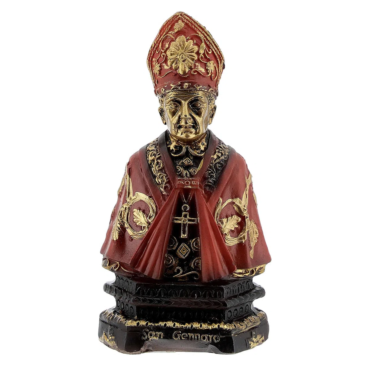 Holyart Statue in resina e PVC: Busto San Gennaro scritta base resina 8 cm